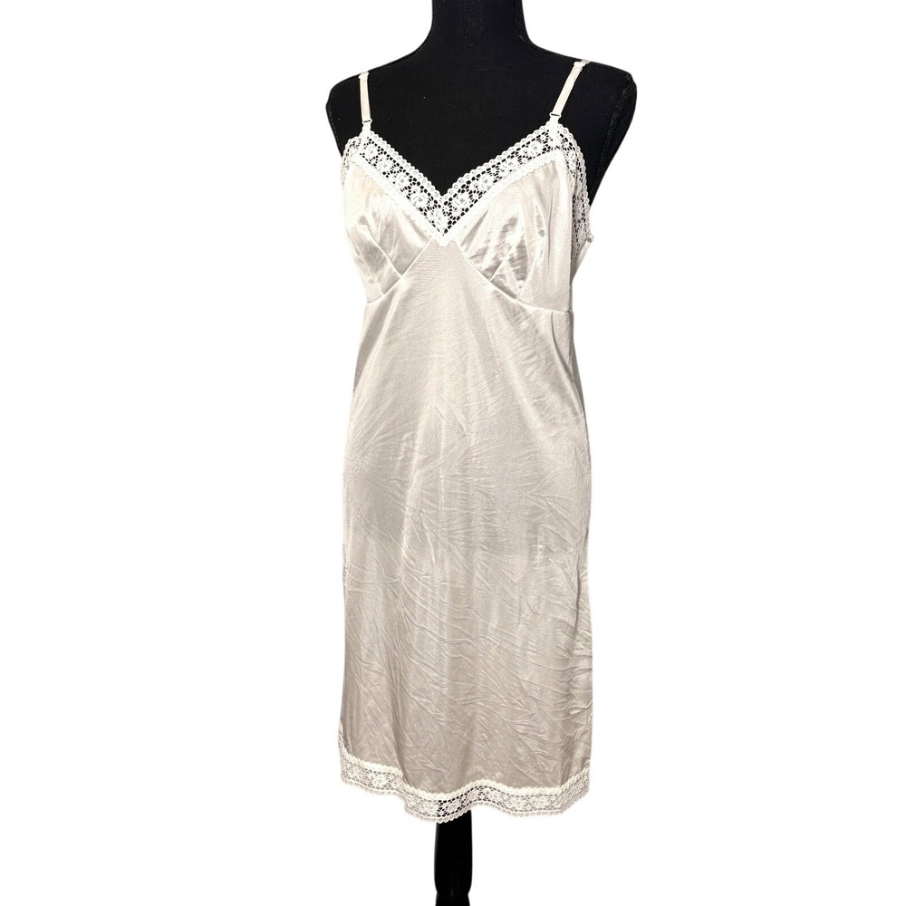 Vtg 90s Y2K Babydoll Slip Dress Lace‎ 34 Medium Festival Bridal Coquette Fairy